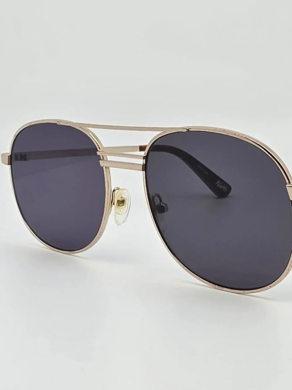 Elizabeth and James Watts Gold Tortoise Frame Grey Flat Lens Aviator Sunglasses